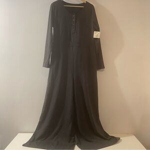 NWT RB Button Front Wide Leg Dark Gray Jumpsuit Size XL